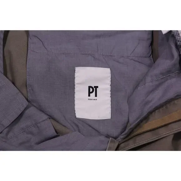 PT Torino Khaki Tan Flat Front Slim Fit Stretch Cotton Chino Pants 34x28 - Picture 6 of 9